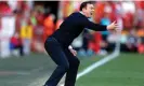  ?? Photograph: Steven Paston/PA ?? Derek Adams opted to stick with the same Morecambe team for their tie with Stoke and he was rewarded with a victory.