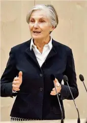  ??  ?? Ex- Höchstrich­terin Irmgard Griss, nun NEOS- Abgeordnet­e: „ Manche Zwischenru­fe sind einfach nur dumm.“