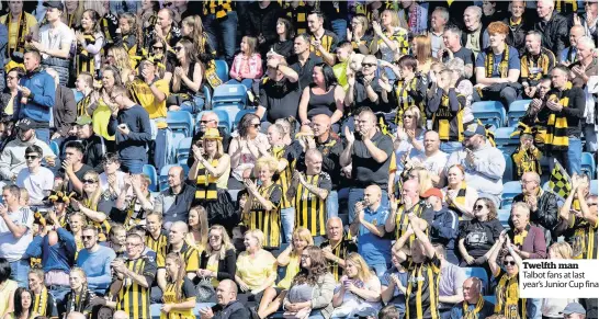  ??  ?? Twelfth man Talbot fans at last year’s Junior Cup final