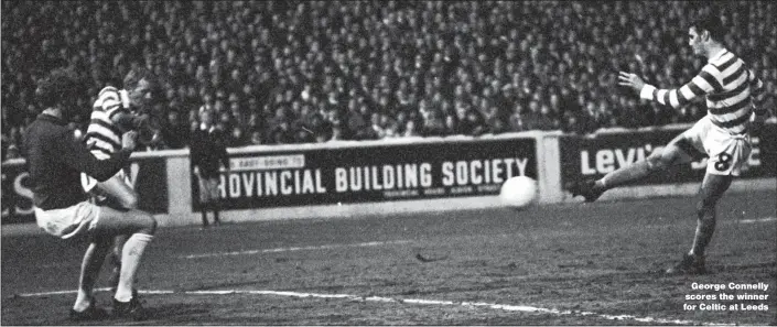  ??  ?? George Connelly scores the winner for Celtic at Leeds