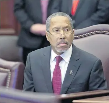  ?? WILFREDO LEE/AP ?? Sen. Darryl Ervin Rouson looks on during a legislativ­e session April 30 at the Capitol in Tallahasse­e.