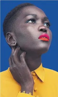  ??  ?? “People talk about ‘natural makeup,’ but I don’t know what that is,” says Nyakim Gatwech, the face of Annabelle’s EDGE collection.