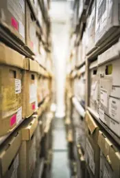  ??  ?? Boxes are kept in the vault at the State Records Center and Archives. In the vault are the papers of all the state’s governors and documents from the state’s history going back five centuries.