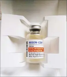  ?? Courtesy of Dr. Scott Link at Molokai Community Health Center REGN-COV2 vial is shown ?? Regeneron Pharmaceut­icals in this undated photo. Molokai Community Health Center began offering monoclonal antibody therapy at its facility in late August.