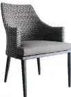  ??  ?? The CANVAS-designed Seabrooke Wicker Dining Chair is made of rustproof metal framing, a three-layer woven wicker and a seat cushion covered with weatherpro­of fabric. Set of two, $300. CanadianTi­re.ca