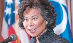  ??  ?? La secretaria DE Transsorte DE Estados Unidos, Elaine Chao, anunció que renunciará a su cargo tras El asalto al Casitolio, En lo que sería la Dimisión DE más alto nivel En El gobierno DE Donald Trums.