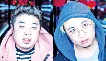  ?? — AFP photos ?? (Left) Shanghai rapper Mr Trouble, Hong Tianlin, posing outside his studio in Shanghai. • (Right) This picture taken on Feb 5 shows Shanghai rapper Naggy posing for a picture outside his studio in Shanghai. Chinese rap and hip hop seemed poised to...