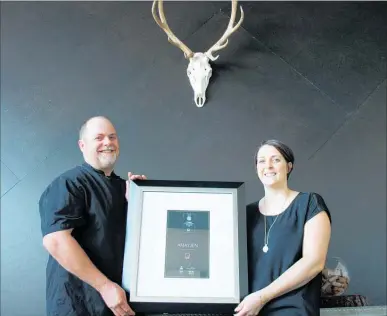  ??  ?? Andrew and Jen May’s Amayjen in Feilding was judged top restaurant in the 2018 Hospitalit­y Awards and added to their Cuisine Good Food Top 100 Hat award.