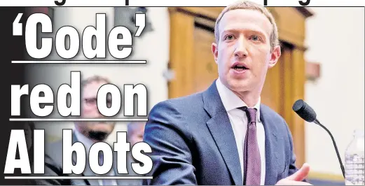  ?? ?? FACE FACTS: Mark Zuckerberg testified before Congress while Meta blamed “machine learning error” after its algorithm blocked Facebook posts.