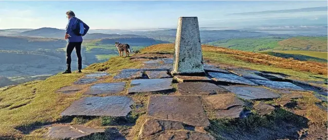  ?? ?? ●●A picture by Chris Wearne of a recent sunny morning, one man and his dog, looking towards the Roaches, from Shutlingsl­oe.