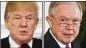  ??  ?? Trump Sessions
The relationsh­ip between President Donald Trump and Attorney General Jeff Sessions has been strained since Sessions’ recusal from the Russia probe.