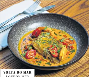  ??  ?? A welcome compromise: Brazilian moqueca, a spicy fish stew with coconut, was a hit; Volta do Mar's airy townhouse, below