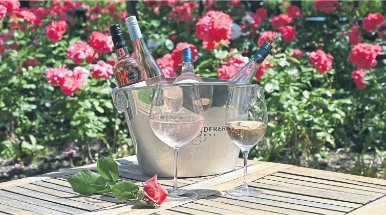  ?? ?? PICK OF THE PINKS: Above, rosé – with or without ice, but definitely chilled; below right, Mirabeau is the home of lovely rosé wines.