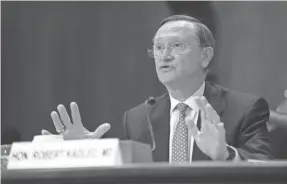  ?? JACK GRUBER/USA TODAY ?? Robert Kadlec, assistant secretary of Health and Human Services, speaks of the federal interagenc­y response to the coronaviru­s on March 5.