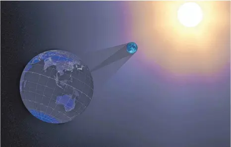  ?? FOTO: NASA/DPA ?? Die stilisiert­e Darstellun­g einer Sonnenfins­ternis mit dem Kernschatt­en in Nordamerik­a.