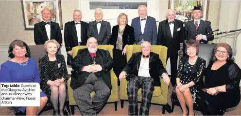  ??  ?? Top table Guests at the Glasgow Ayrshire annual dinner with chairman Revd Fraser Aitken