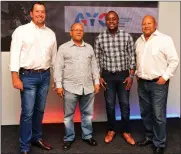  ?? PHOTO: AFRICAN NEWS AGENCY (ANA) ?? From left: Kevin Hardy, chief executive of AYO Technology; André Kriel, general secretary Sactwu; Siphiwe Nodwele, chief investment officer; and Dennis George, general secretary Fedusa, when the company listed last year.