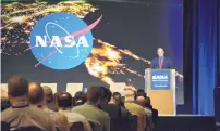  ?? PHOTO: TNS ?? Big plans . . . Nasa administra­tor Jim Bridenstin­e reaffirms Nasa’s mission to return to the moon in the next several years, at the AIAA Space Forum in Orlando last month.