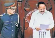  ?? ANI FILE ?? ■ Rajya Sabha chairman M Venkaiah Naidu addresses Parliament during the winter session in New Delhi on November 18.