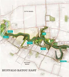  ?? Buffalo Bayou Partnershi­p/Courtesy ?? This map details the 10-year master plan for Buffalo Bayou East.