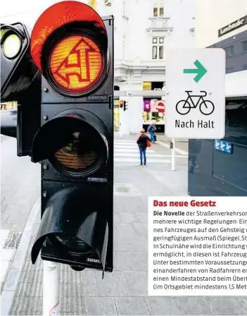  ?? APA/DERKERSCHI.AT ?? Was z. B. in den Niederland­en bereits seit 30 Jahren gilt, wird auch in Österreich eingeführt: Radfahrer dürfen bei Rot rechts abbiegen