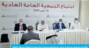  ??  ?? KUWAIT: Mezzan Holding Executive Vice Chairman Mohammad Jassim Al-Wazzan addresses the AGM