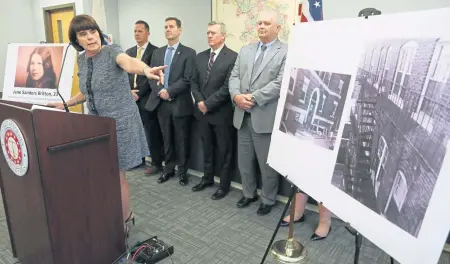  ?? ANGELA ROWLINGS / HERALD STAFF ?? COLD CASE CRACKED: Middlesex District Attorney Marian T. Ryan, above, speaks yesterday at a press conference announcing that Michael Sumpter’s DNA was a match in the 1969 murder of Jane Britton, left.