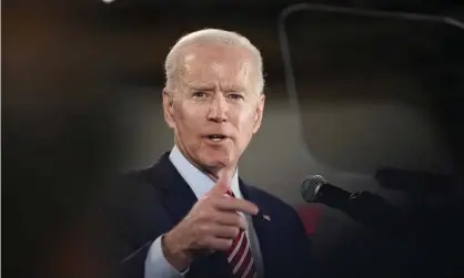  ?? Photograph: Meg Kinnard/AP ?? Joe Biden speaks to supporters at an election rally on Tuesday night, in Columbia, South Carolina.