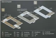  ?? Foto: Ute Krogull ?? Damit Sie sich zurechtfin­den: Hier der Übersichts­plan des Gebäudes, wie er im Schloss selber auch hängt.