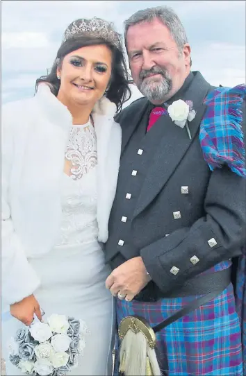  ??  ?? Donald Reid and wife Fiona tie the knot at Balmaghie near Castle Douglas in October