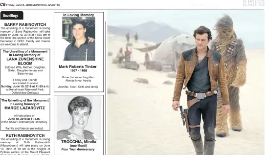  ?? LUCASFILM ?? Alden Ehrenreich, left, and Joonas Suotamo as Chewbacca in Solo: A Star Wars Story. The film’s poor box office performanc­e could be a bad omen for the Star Wars franchise as well as the rest of Hollywood.