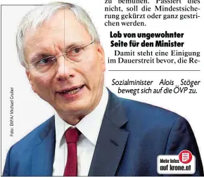  ??  ?? Sozialmini­ster Alois Stöger bewegt sich auf die ÖVP zu.
