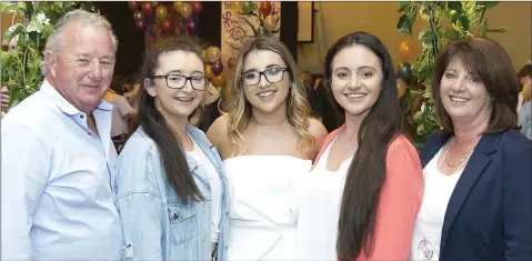  ??  ?? Nicole Ryan and her family – Frankie, Anna, Jennifer and Suzanne – enjoying the graduation/awards night at St Killian’s Community School.