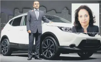  ??  ?? Nissan chief executive Carlos Ghosn and, inset, MP Julie Elliott.
