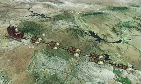  ?? PROVIDED BY NORTH AMERICAN AEROSPACE DEFENSE COMMAND ?? An interactiv­e website shows Santa on his delivery route, allowing users to click and learn more about the various cities along the way.