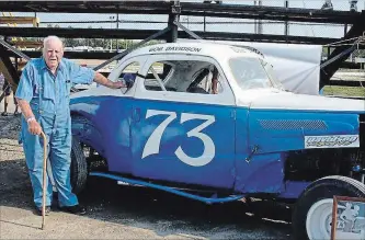  ?? MERRITTVIL­LE SPEEDWAY ?? Bob Davidson Sr. and his 1936 Chevy coupe were familiar sites when Merrittvil­le Speedway hosted its annual Reunion Night.