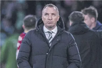  ?? PICTURE: CRAIG WILLIAMSON/SNS ?? Celtic boss Brendan Rodgers cuts a dejected figure after the 1-1 draw with Kilmarnock at Parkhead