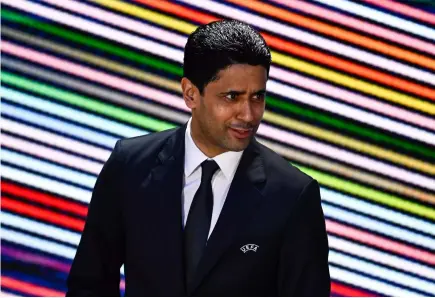  ?? JULIEN DE ROSA / AFP ?? Nasser Al-Khelaïfi a choisi Arctos comme partenaire en décembre dernier.