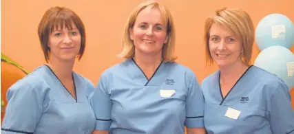  ??  ?? Crucial support Lanarkshir­e’s MS specialist nurses Julie Wilkie, Claire Purdie and Claire Millar