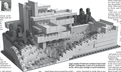  ??  ?? Lego’s model of American architect Frank Lloyd Wright’s Fallingwat­er is part of its Architectu­re series, which pays homage to world landmarks.