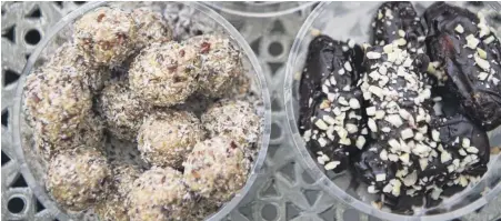  ?? Photos Uschi Irani ?? Healthy date ‘Snickers’ bites and coconut energy balls