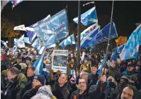  ?? Edinburgh last month. Picture: Getty Images ?? Scottish independen­ce supporters outside parliament in