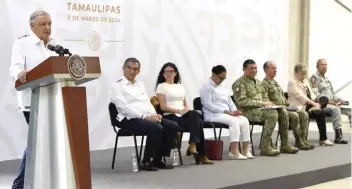  ?? ?? EL PRESIDENTE López Obrador, ayer, en conferenci­a de prensa en Ciudad Victoria, Tamaulipas.