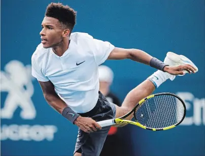  ?? MARK BLINCH THE CANADIAN PRESS ?? Montreal tennis player Felix Auger-Aliassime is one of a number of teenage Canadian athletes seemingly on the precipice of big things in several high-visibility sports.