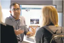  ??  ?? LinkedIn engineerin­g director Sumanth Kolar speaks to a reporter about LinkedIn Learning after the launch of the firm’s newest product.