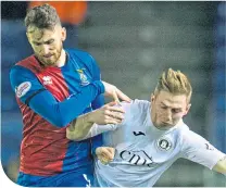  ??  ?? Joe Chalmers with Edinburgh City’s Allan Smith