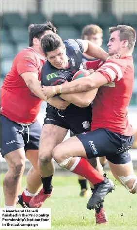  ??  ?? &gt; Neath and Llanelli finished in the Principali­ty Premiershi­p’s bottom four in the last campaign