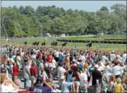  ?? PHOTO COURTESY NYRA ?? Even with the absence of Triple Crown winner Justify, record crowds are expected each weekend near the finish line at Saratoga Race Course.