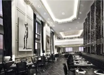  ??  ?? Stock’s soaring dining room is like Versailles by way of ’30s Hollywood. The decor is the only opulent element.