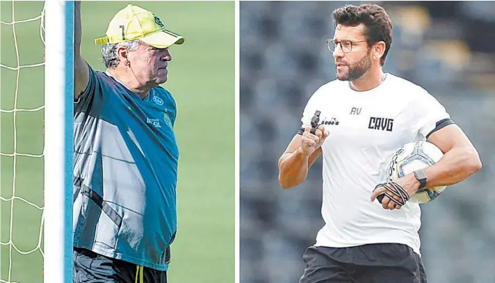  ??  ?? Abel Braga, técnico do Flamengo (à esquerda), e Alberto Valentim, técnico do Vasco (à direita), têm amanhã, no Maracanã, a oportunida­de de responder a seus críticos